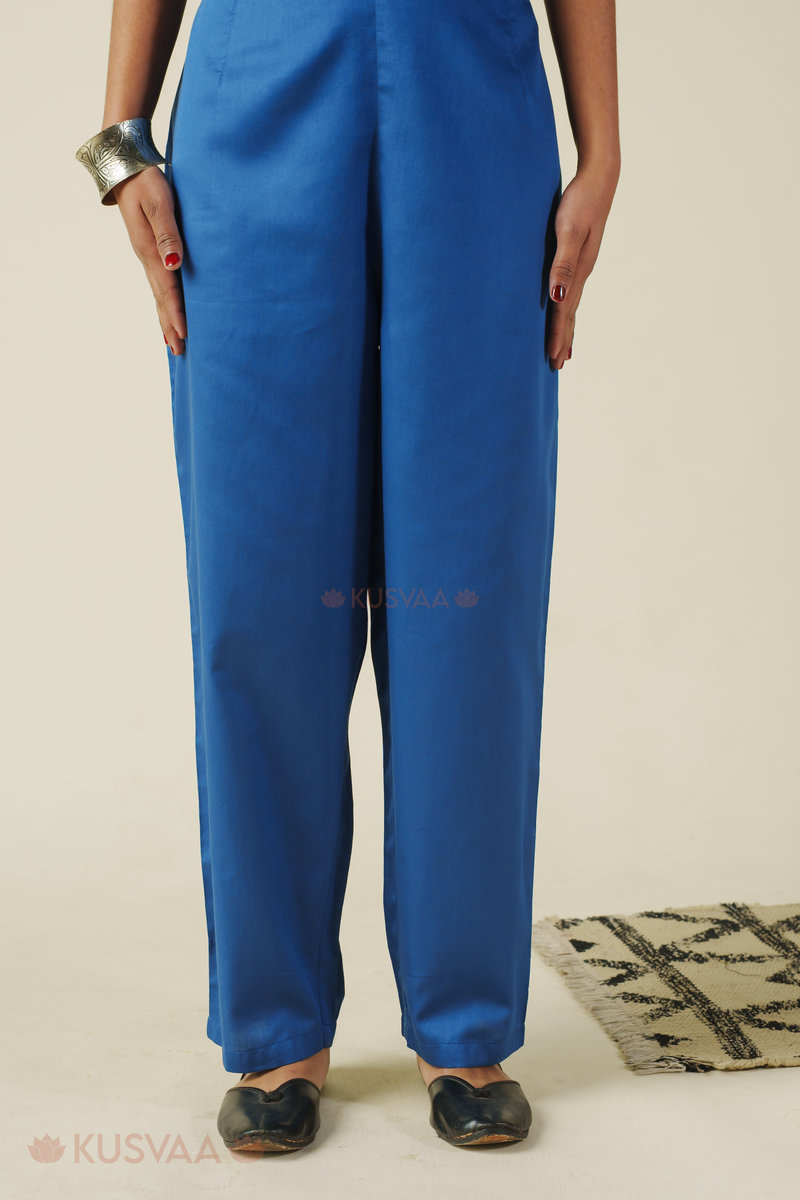 Image for Kusvaa Pnt004 Multi Color Cotton Satin Pant Blue Featured