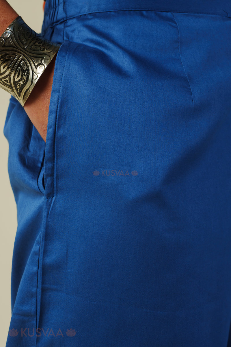 Image for Kusvaa Pnt004 Multi Color Cotton Satin Pant Blue Side