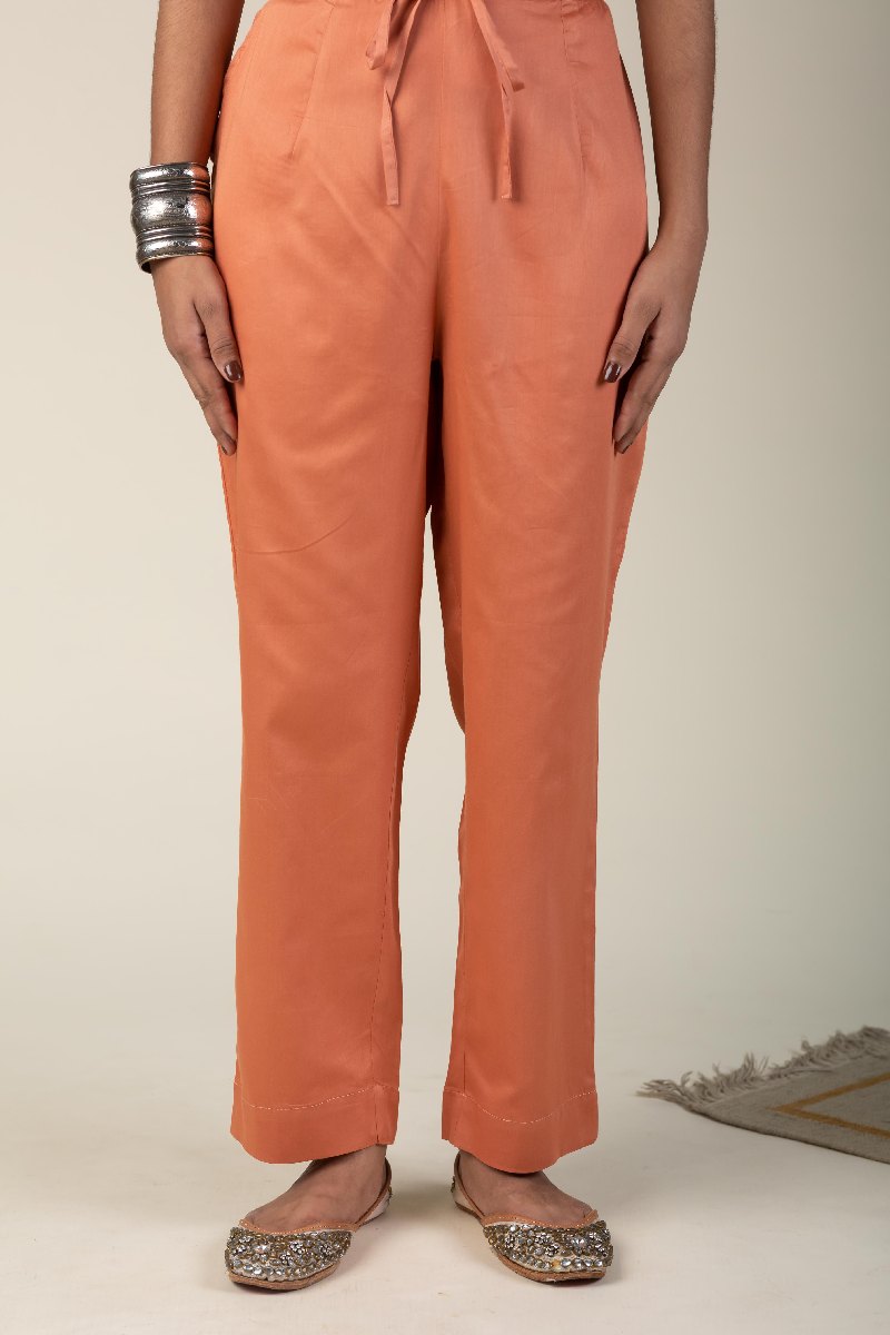 Image for Kusvaa Pnt004 Multi Color Cotton Satin Pant Coralorange Featured