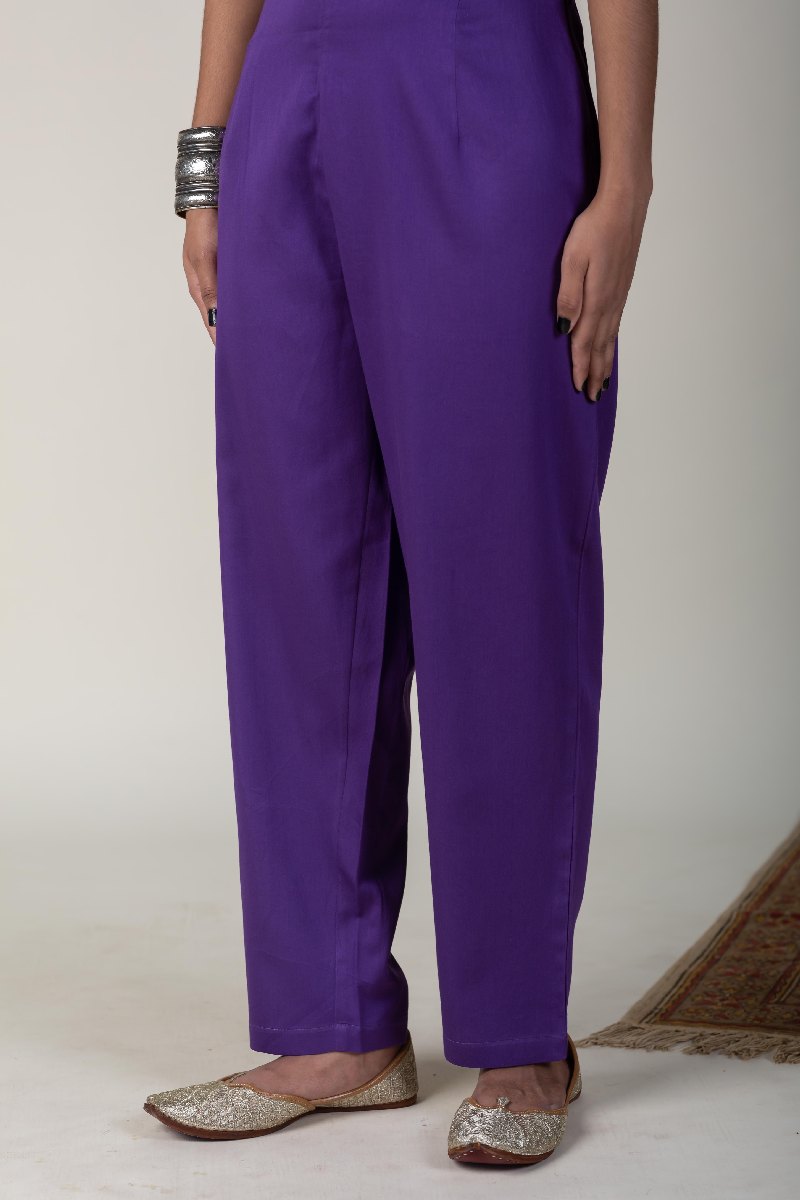 Image for Kusvaa Pnt004 Multi Color Cotton Satin Pant Lightpurple Front