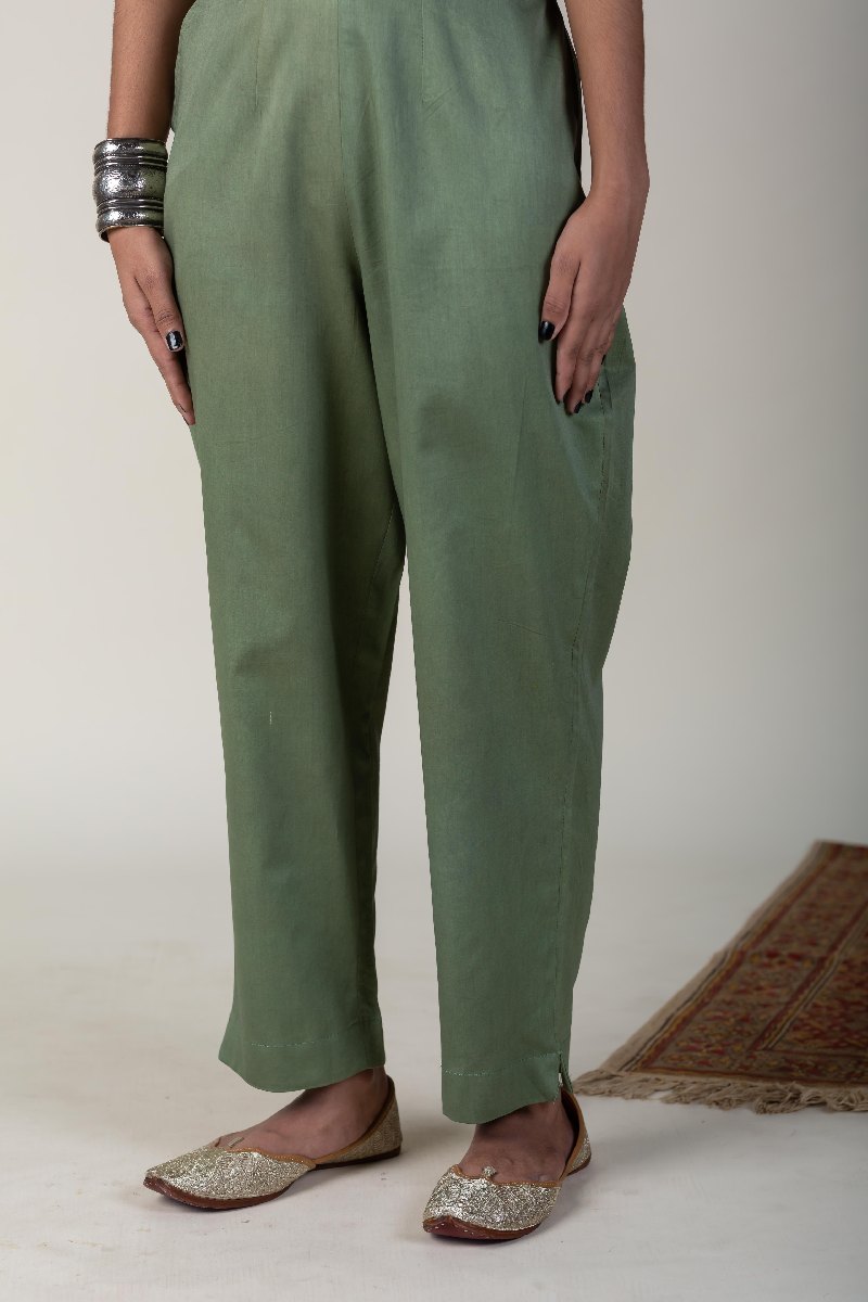 Image for Kusvaa Pnt004 Multi Color Cotton Satin Pant Olivegreen Side