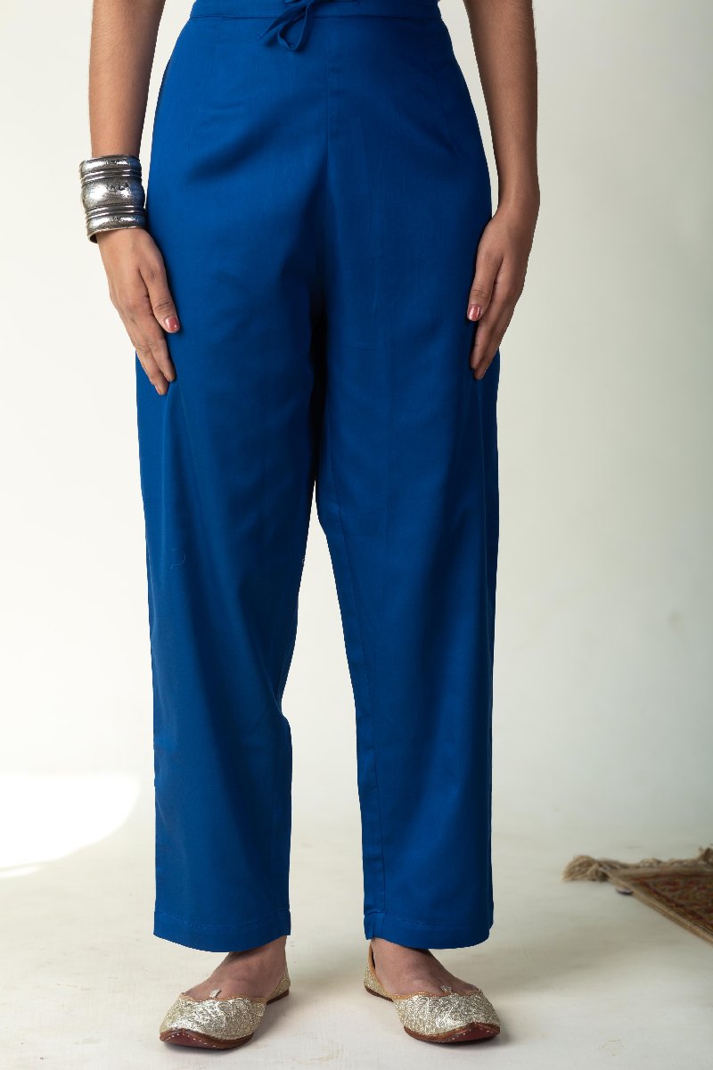 Image for Kusvaa Pnt004 Multi Color Cotton Satin Pant Royal Blue Featured