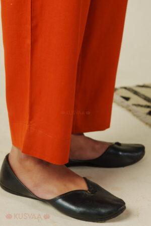 Image for Kusvaa Pnt004 Multi Color Cotton Satin Pant Rust Closeup