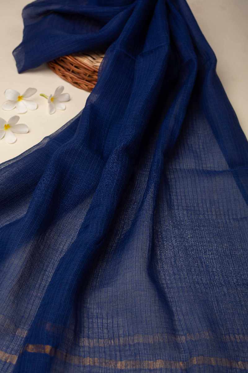 Image for Kusvaa Rndup53 Multi Color Kota Doria Dupatta Inkblue Side