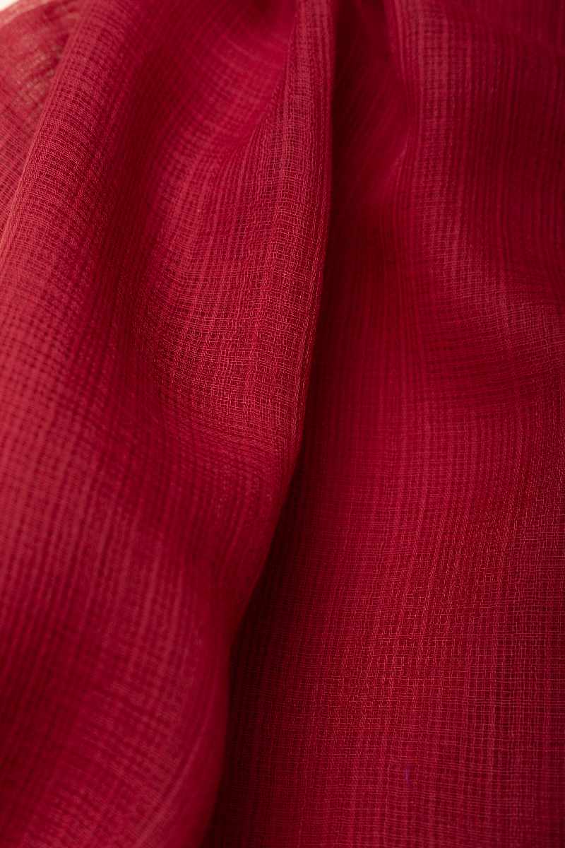 Image for Kusvaa Rndup53 Multi Color Kota Doria Dupatta Maroon Closeup New