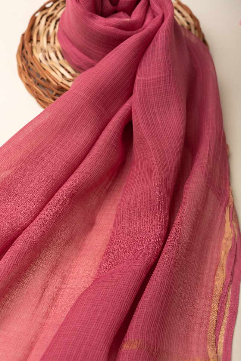 Image for Kusvaa Rndup53 Multi Color Kota Doria Dupatta Rosepink Side