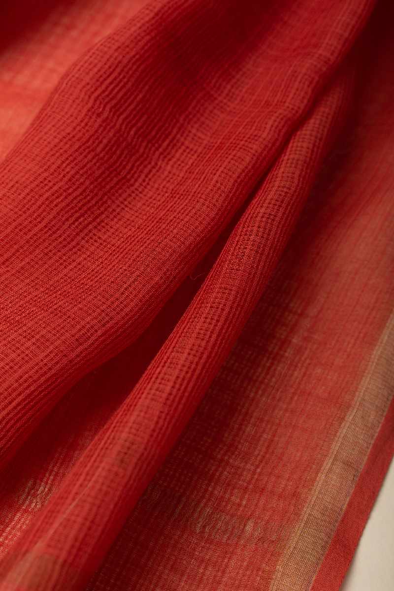 Image for Kusvaa Rndup53 Multi Color Kota Doria Dupatta Rust Closeup 2