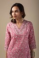 Image for Kusvaa Wkr002 Vanya Cotton Block Print Kurta Sitting