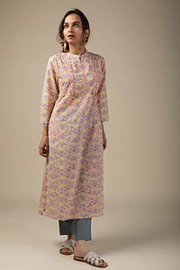 Image for Kusvaa Wkr010 Kaira Cotton Block Print Kurta Closeup