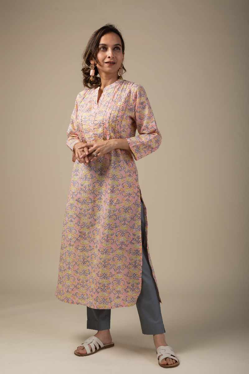 Image for Kusvaa Wkr010 Kaira Cotton Block Print Kurta Front