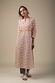Image for Kusvaa Wkr010 Kaira Cotton Block Print Kurta Side