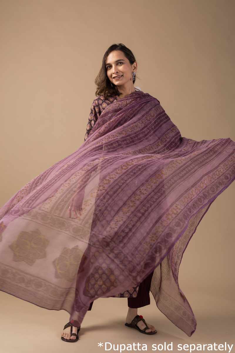 Image for Kusvaa Wkr013 Raati Cotton Handblock Kurta Front New