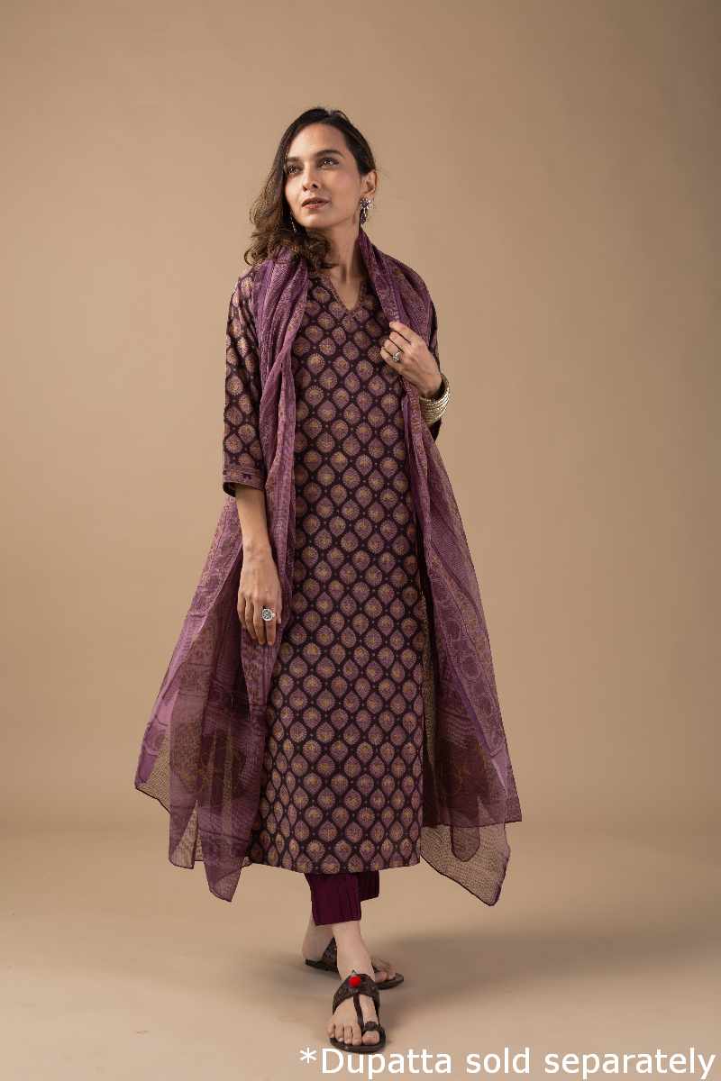 Image for Kusvaa Wkr013 Raati Cotton Handblock Kurta Pocket New
