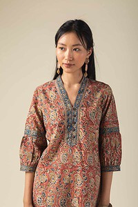 Image for Kusvaa Wkr014 Sarana Cotton Kalamkari Kurta Featured