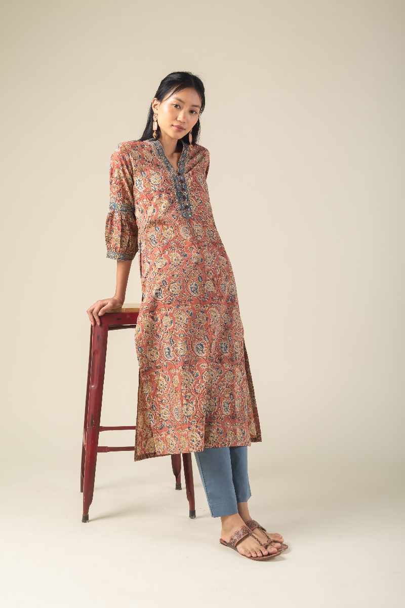 Image for Kusvaa Wkr014 Sarana Cotton Kalamkari Kurta Front