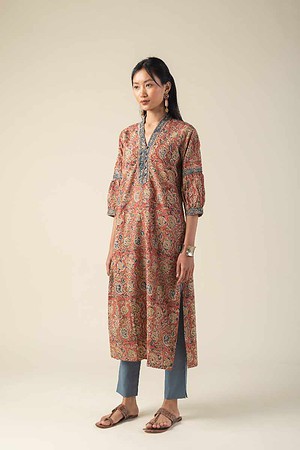 Image for Kusvaa Wkr014 Sarana Cotton Kalamkari Kurta Pocket