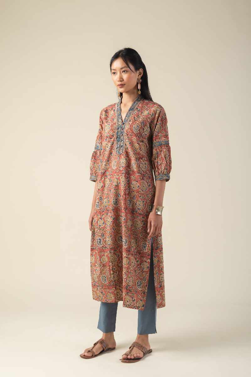 Image for Kusvaa Wkr014 Sarana Cotton Kalamkari Kurta Pocket