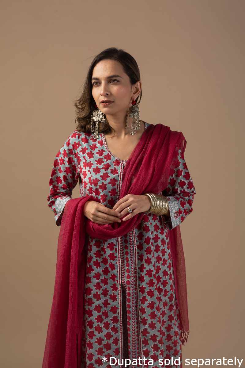 Image for Kusvaa Wkr015 Krishna Cotton Handblock Kurta Featured New