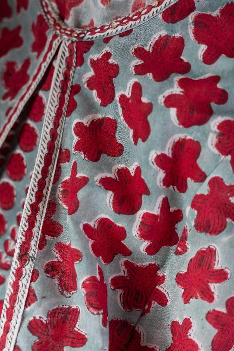 Image for Kusvaa Wkr015 Krishna Cotton Handblock Kurta Pocket