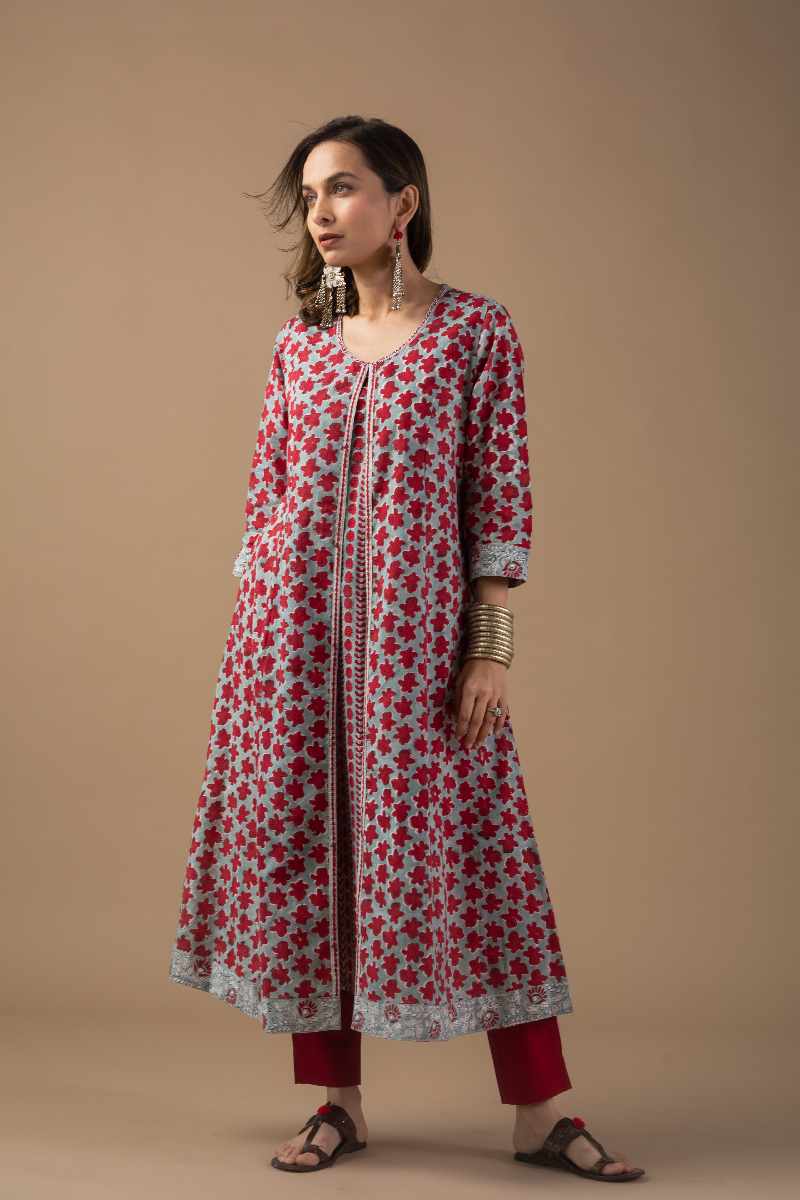 Image for Kusvaa Wkr015 Krishna Cotton Handblock Kurta Side