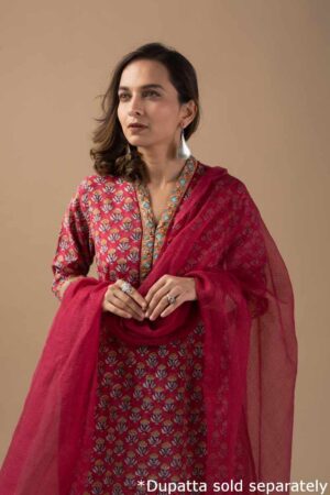 Image for Kusvaa Wkr016 Mistti Cotton Block Print Kurta Featured New