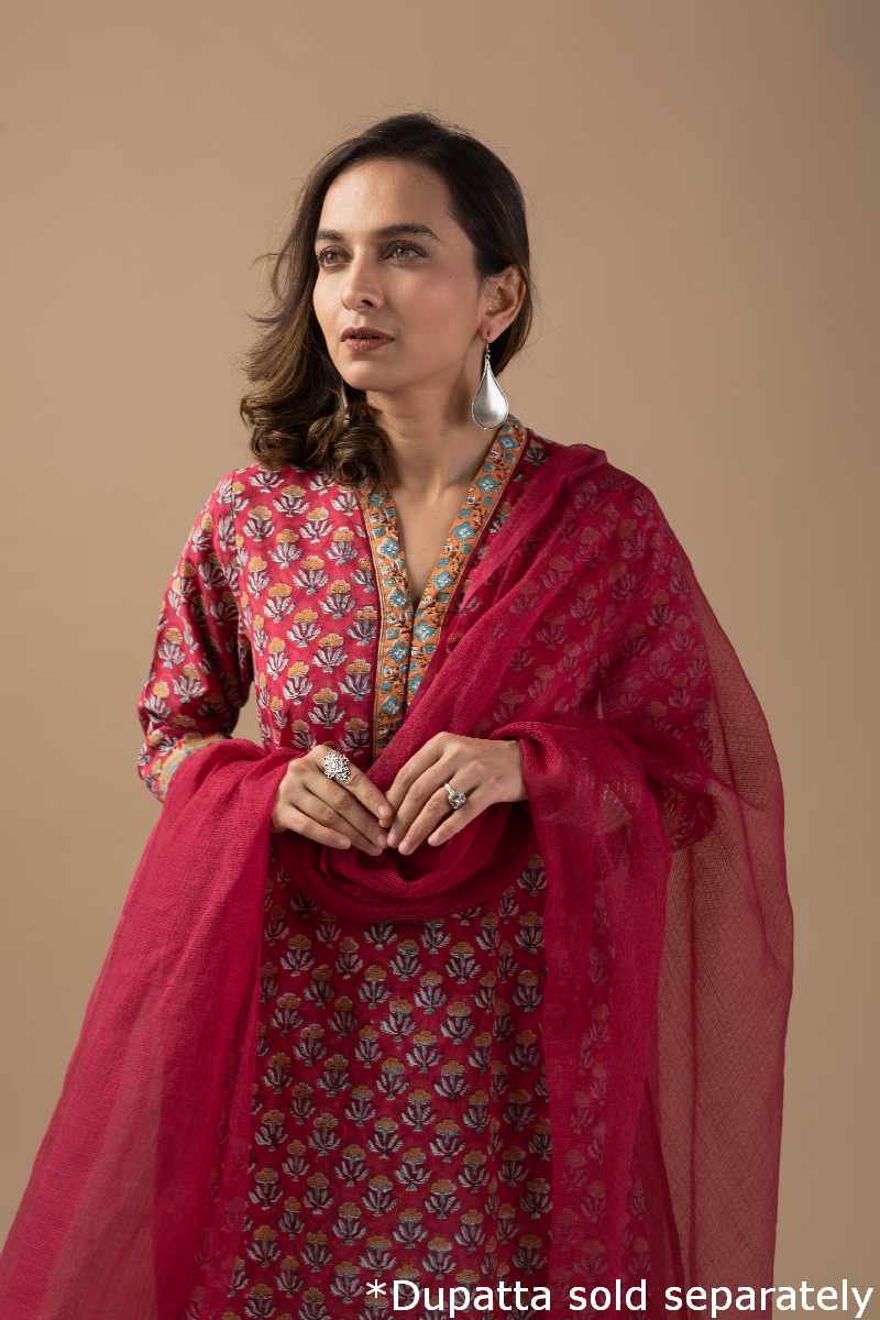 Image for Kusvaa Wkr016 Mistti Cotton Block Print Kurta Featured New