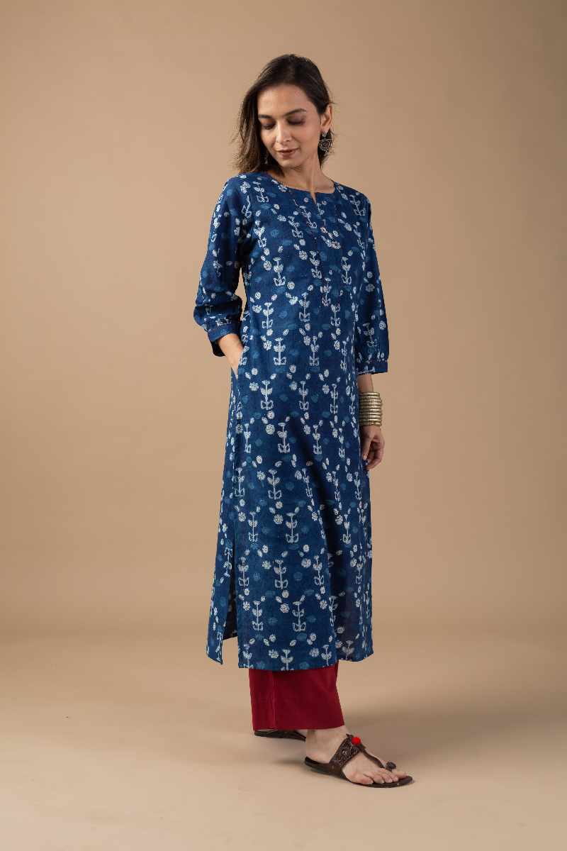 Image for Kusvaa Wkr017 Mukta Cotton Block Print Kurta Front