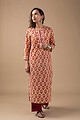 Image for Kusvaa Wkr018 Tvisha Cotton Block Print Kurta Closeup 2