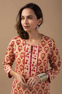 Image for Kusvaa Wkr018 Tvisha Cotton Block Print Kurta Featured