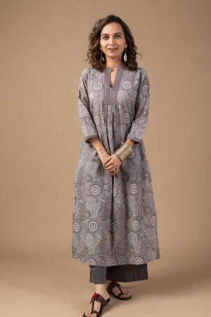 Image for Kusvaa Wkr019 Maheyi Cotton Block Print Kurta Pocket