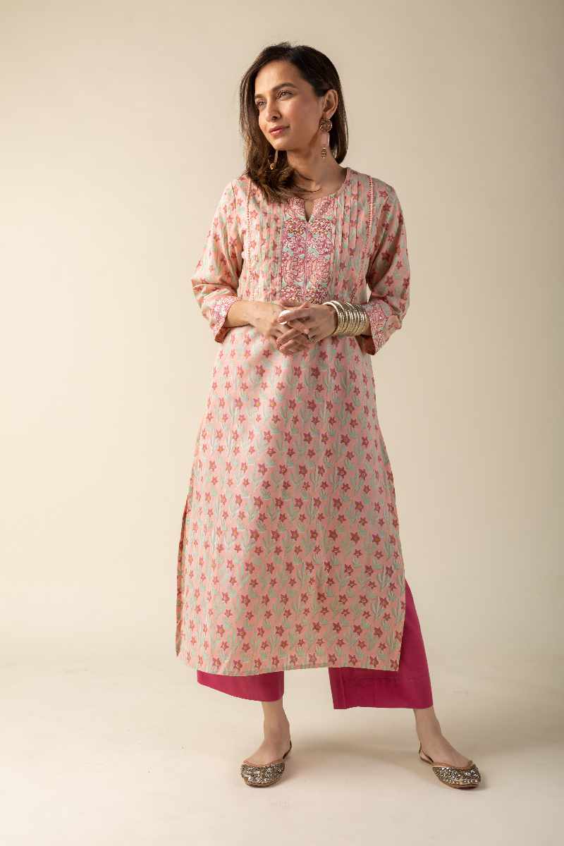 Image for Kusvaa Wkr022 Humera Cotton Block Print Kurta Back