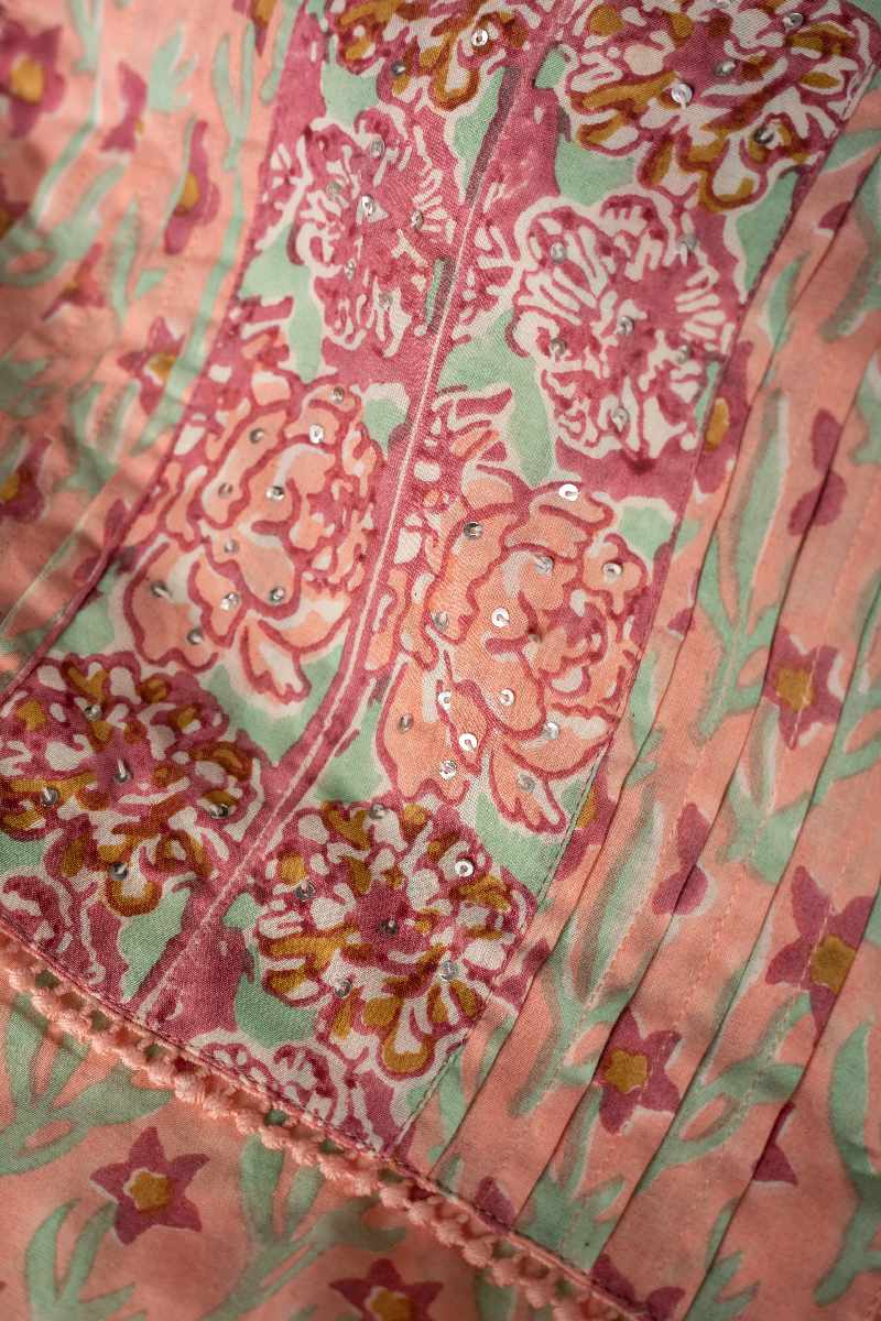 Image for Kusvaa Wkr022 Humera Cotton Block Print Kurta Closeup 2