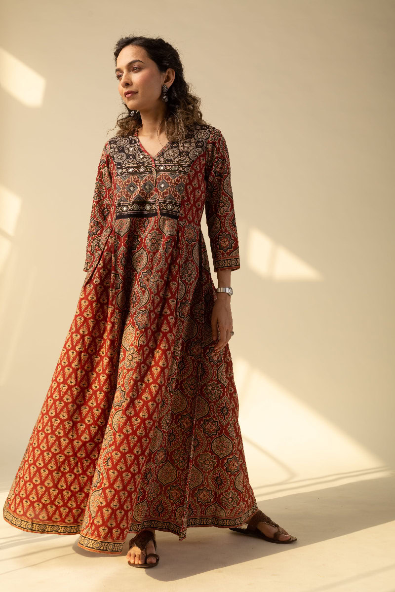 Image for Kusvaa Wkr024 Navya Cotton A Line Kurta Closeup 4 New