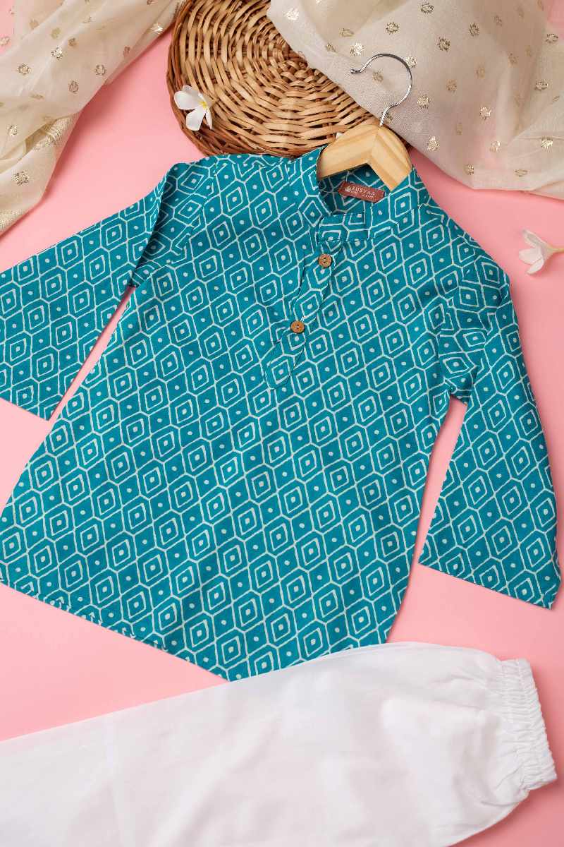 Image for Kusvaa Byw016 Yashas Cotton Boys Kurta Pant Set Closeup