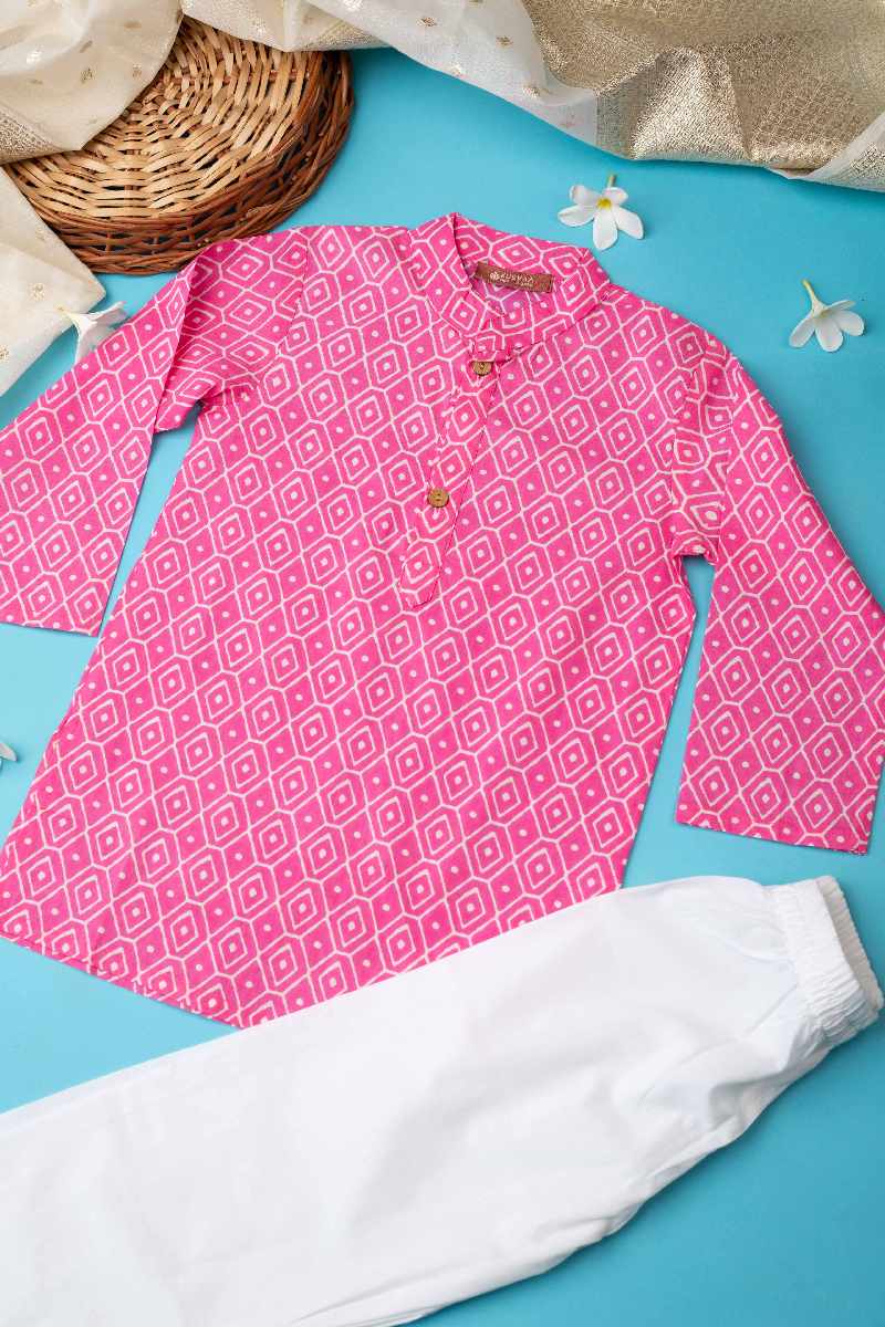 Image for Kusvaa Byw017 Advik Cotton Boys Kurta Pant Se Sitting