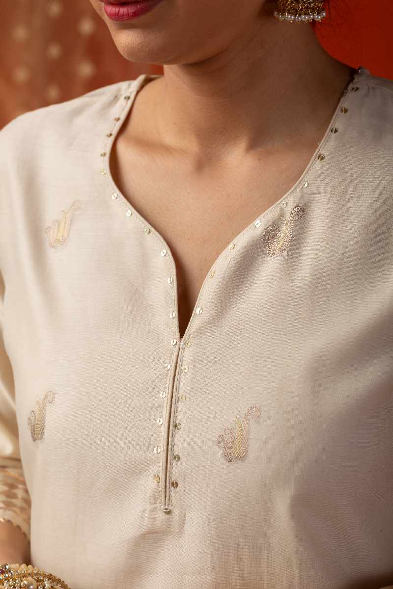 Image for Kusvaa Cood024 Vamika Chanderi Kurta Pant Set Pocket