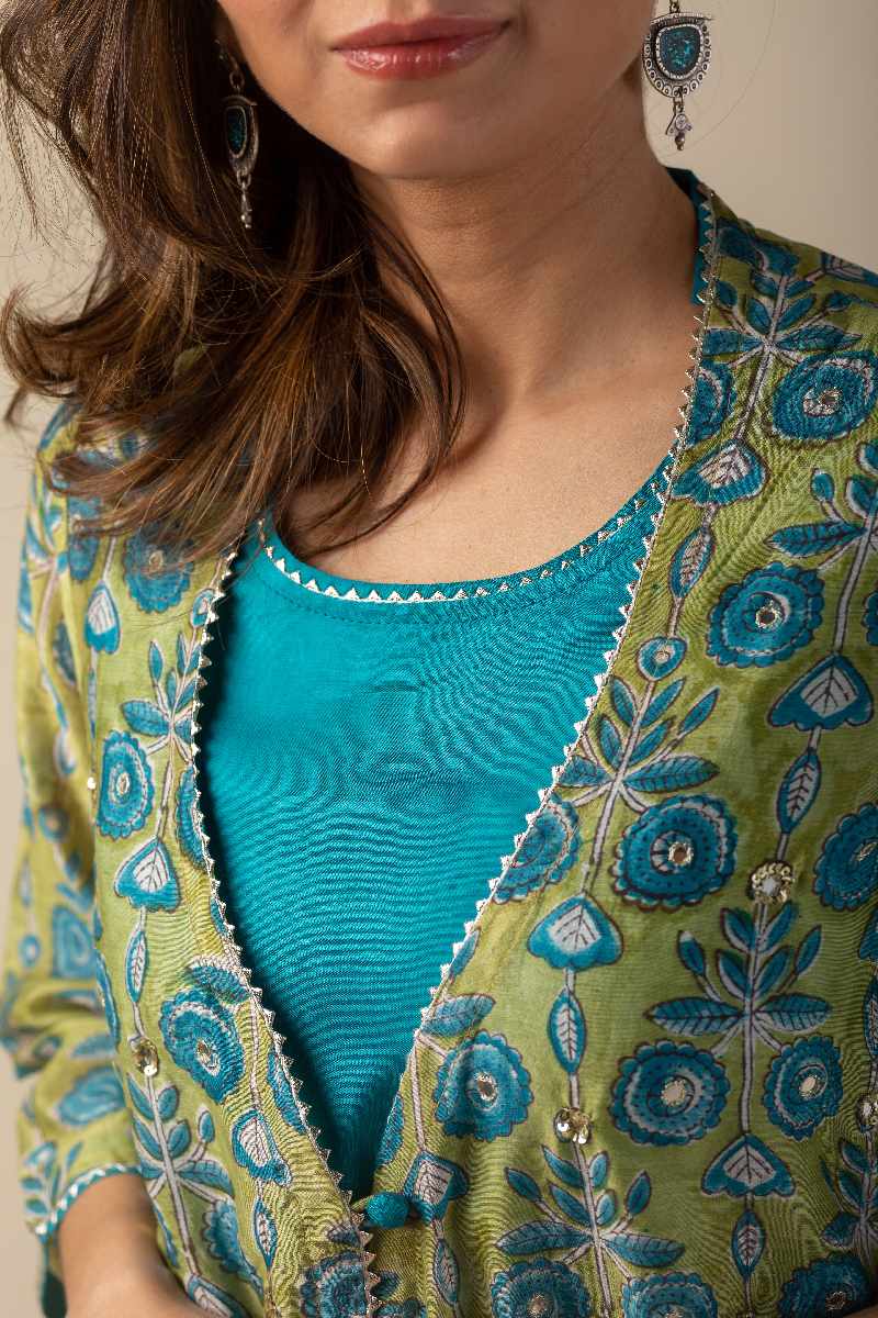 Image for Kusvaa Cood027 Keya Chanderi Co Ord Set Closeup 2
