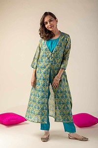 Image for Kusvaa Cood027 Keya Chanderi Co Ord Set Closeup 4