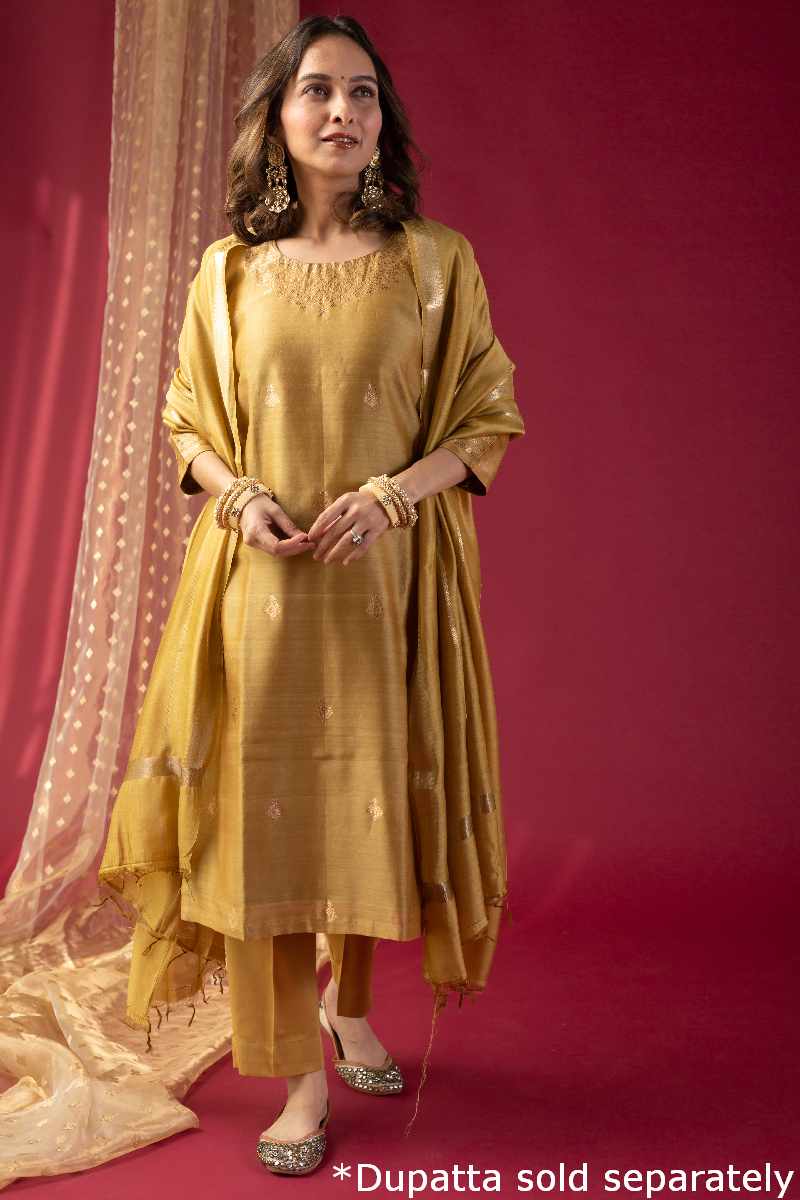 Image for Kusvaa Cood031 Sanika Silk Kurta Pant Set Neck New