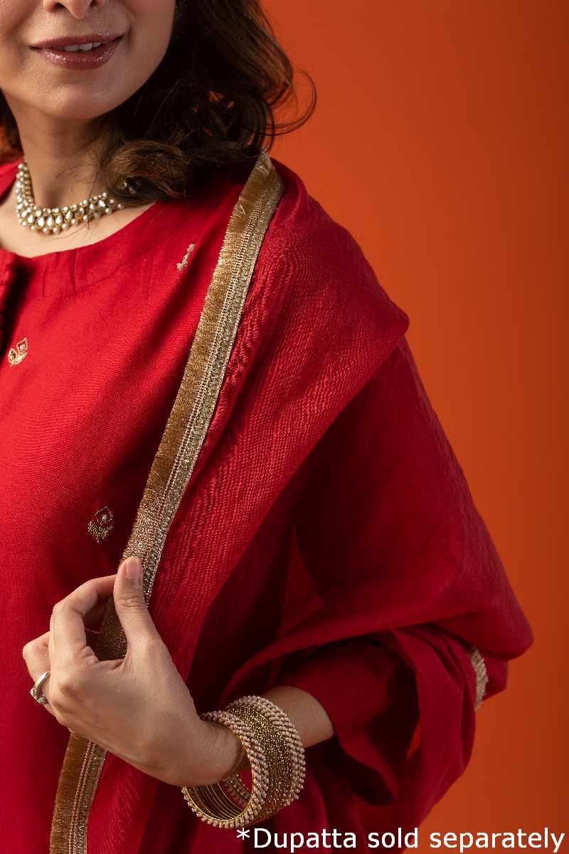 Image for Kusvaa Cood032 Grisha Chanderi Kurta Pant Set Closeup 2 New