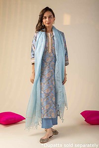Image for Kusvaa Cood035 Jiyashree Chanderi Kurta Pant Set Sleeves New