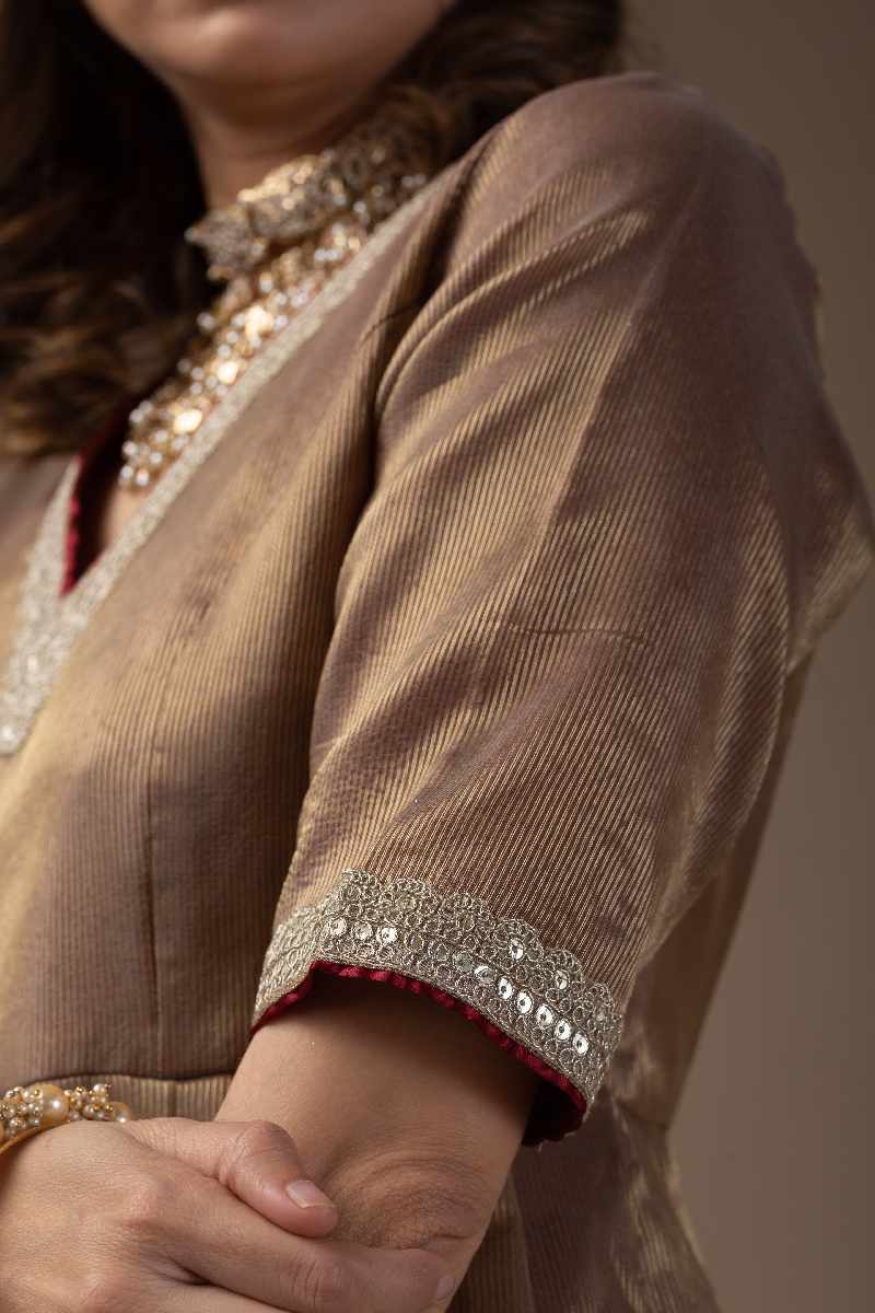 Image for Kusvaa Cood038 Jiya Tissue Kurta Pant Set Closeup 2