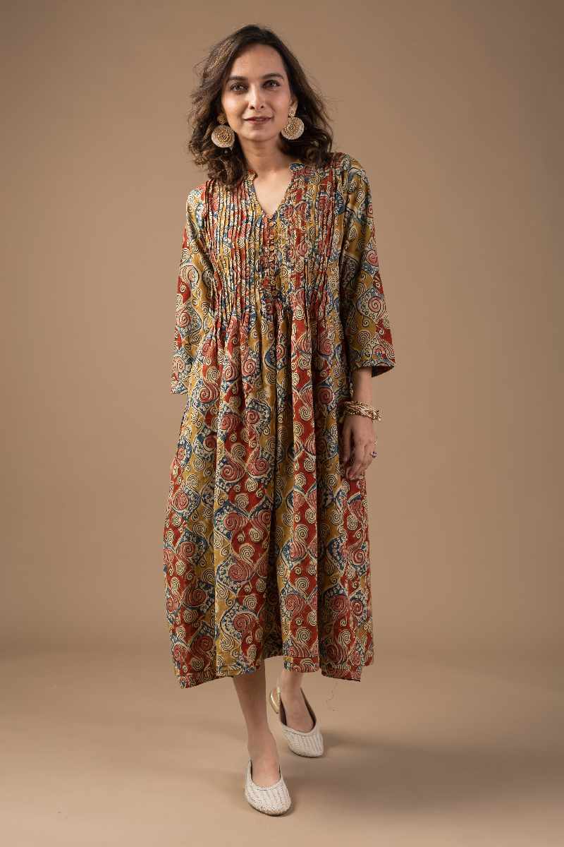 Image for Kusvaa Dr008 Visha Cotton Block Print Dress Back