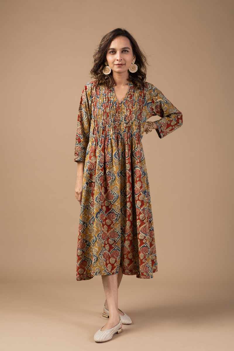 Image for Kusvaa Dr008 Visha Cotton Block Print Dress Neck