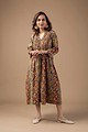Image for Kusvaa Dr008 Visha Cotton Block Print Dress Sitting