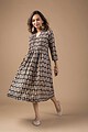 Image for Kusvaa Dr009 Yuvika Cotton Block Print Dress Sitting