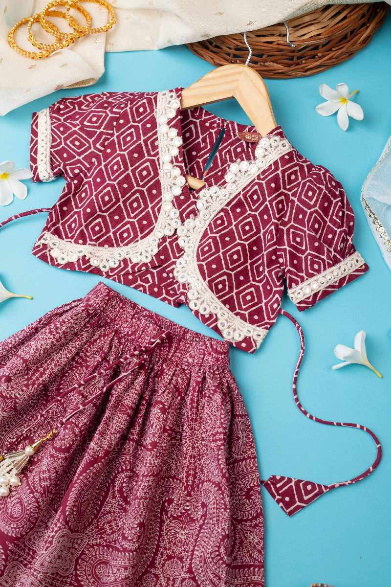 Image for Kusvaa Grw011 Siya Cotton Girls Skirt Top And Dupatta Set Side New