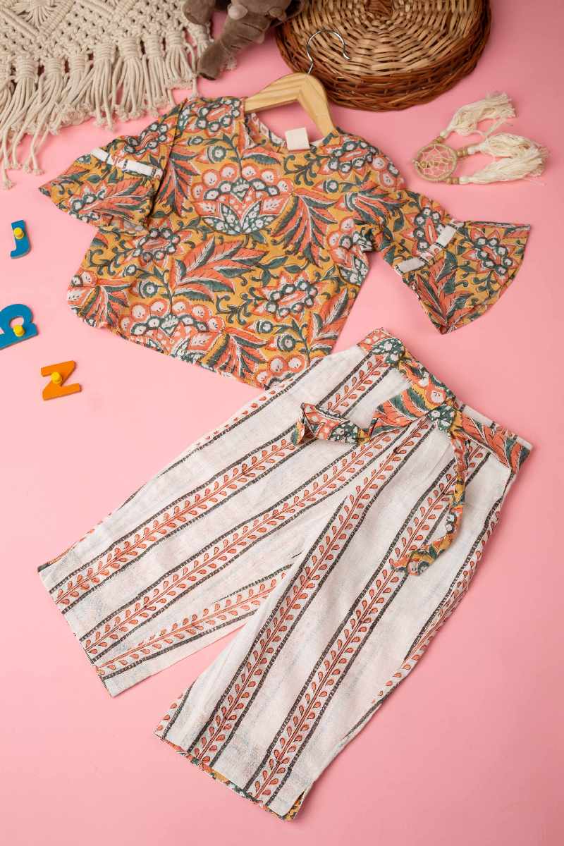 Image for Kusvaa Grw025 Raahi Cotton Girls Top Pant Set Pocket