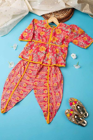 Image for Kusvaa Grw026 Uditi Cotton Girls Kurta Dhoti Pant Set Featured