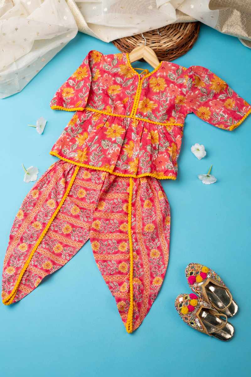 Image for Kusvaa Grw026 Uditi Cotton Girls Kurta Dhoti Pant Set Featured